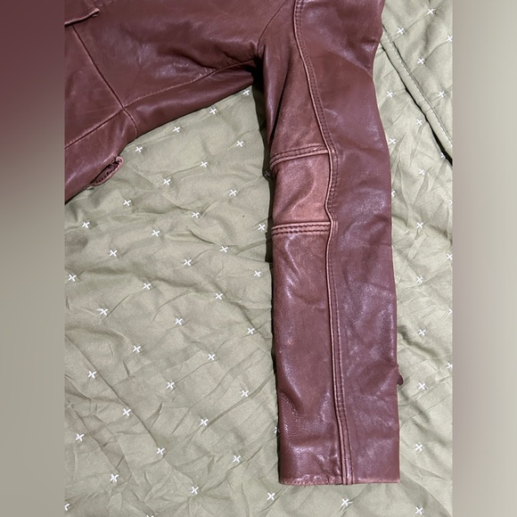 Michael Kors Women's Genuine Leather Moto button up Jacket Brown Size Med - Picture 14 of 16